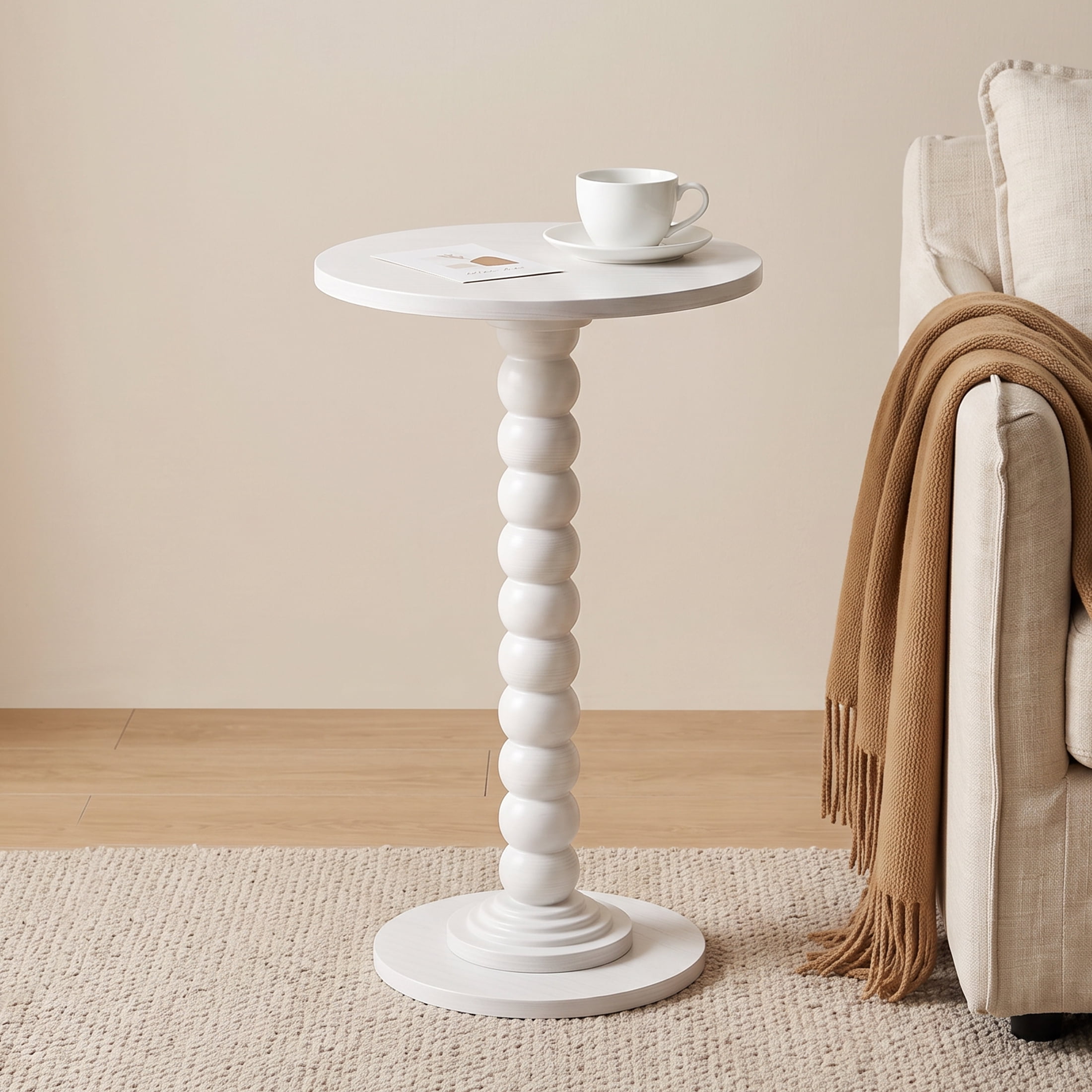 CONCETTA Modern Round Side Table, Accent End Table with Solid Wood ...