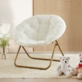 thumbnail image 1 of CONCETTA Folding Saucer Chair, Round X-Large Faux Fur Comfy for Lounge, Bedroom, Adults, White, 1 of 7