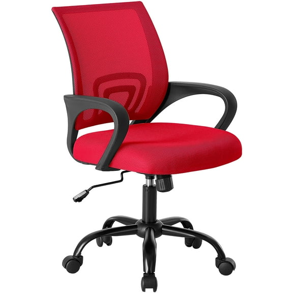 CONCETTA Set of 2 Home Office Computer Chair, With Lumbar Support, Adjustable Height, Fixed Armrests, Suitable For Meeting Rooms, 360°Rotation, For Adults, Red
