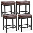 thumbnail image 1 of CONCETTA Set of 4 Bar Stools - 24in Counter Height, Metal Base & PU Leather Seats, Brown, 1 of 7