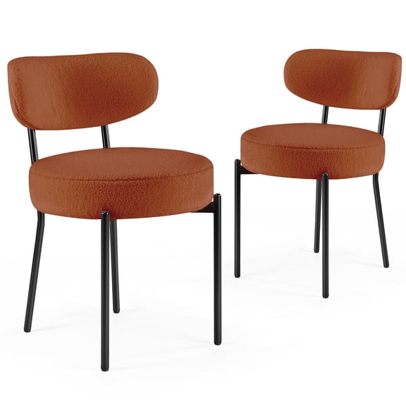 CONCETTA Set of 2 Mid-Century Modern Dining Chairs, Round Kitchen Chairs with Curved Backrest, Green