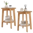 thumbnail image 1 of CONCETTA 2-Tier Wood End Table Set of 2, Small Round Nightstand with Tapered Legs, Natural Wood, 1 of 8