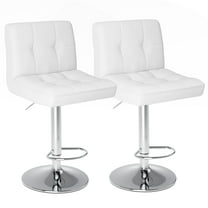 CONCETTA Set of 2 Adjustable Swivel Bar Stools in PU Leather, Stylish Counter Seats for Bar, White