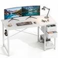 thumbnail image 1 of CONCETTA 47in Small Computer Desk with 2 Drawers, Side Headphone Hook, Writing Work Study Desk for Home, White, 1 of 8