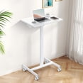 thumbnail image 1 of CONCETTA Small Mobile Standing Desk, Portable Rolling Laptop Cart with Adjustable Height and Wheels, Computer Table for Home Office, White, 1 of 8
