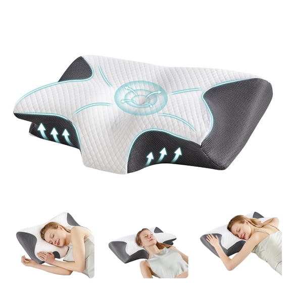 CONCETTA Soft Memory Foam Neck Pillow for Comfortable Sleep All Night，Gray