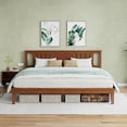 thumbnail image 1 of CONCETTA King Size Solid Wood Platform Bed with Headboard & 8”underbed storage, No Box Spring Needed, Wood Slat Support, Dark Brown Finish for Modern Bedroom, 1 of 7