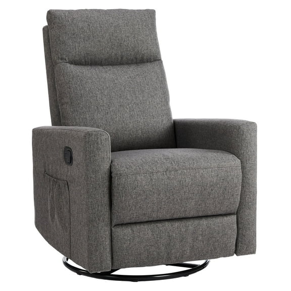 CONCETTA Swivel Rocking Glider Chair with Adjustable Footrest, Grey