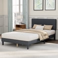 thumbnail image 1 of CONCETTA Twin Size Bed Frame, 800LBS Wooden Slats Support, Fabric Upholstered Platform Bed with Adjustable Headboard and No Box Spring Needed, Dark Grey, 1 of 7