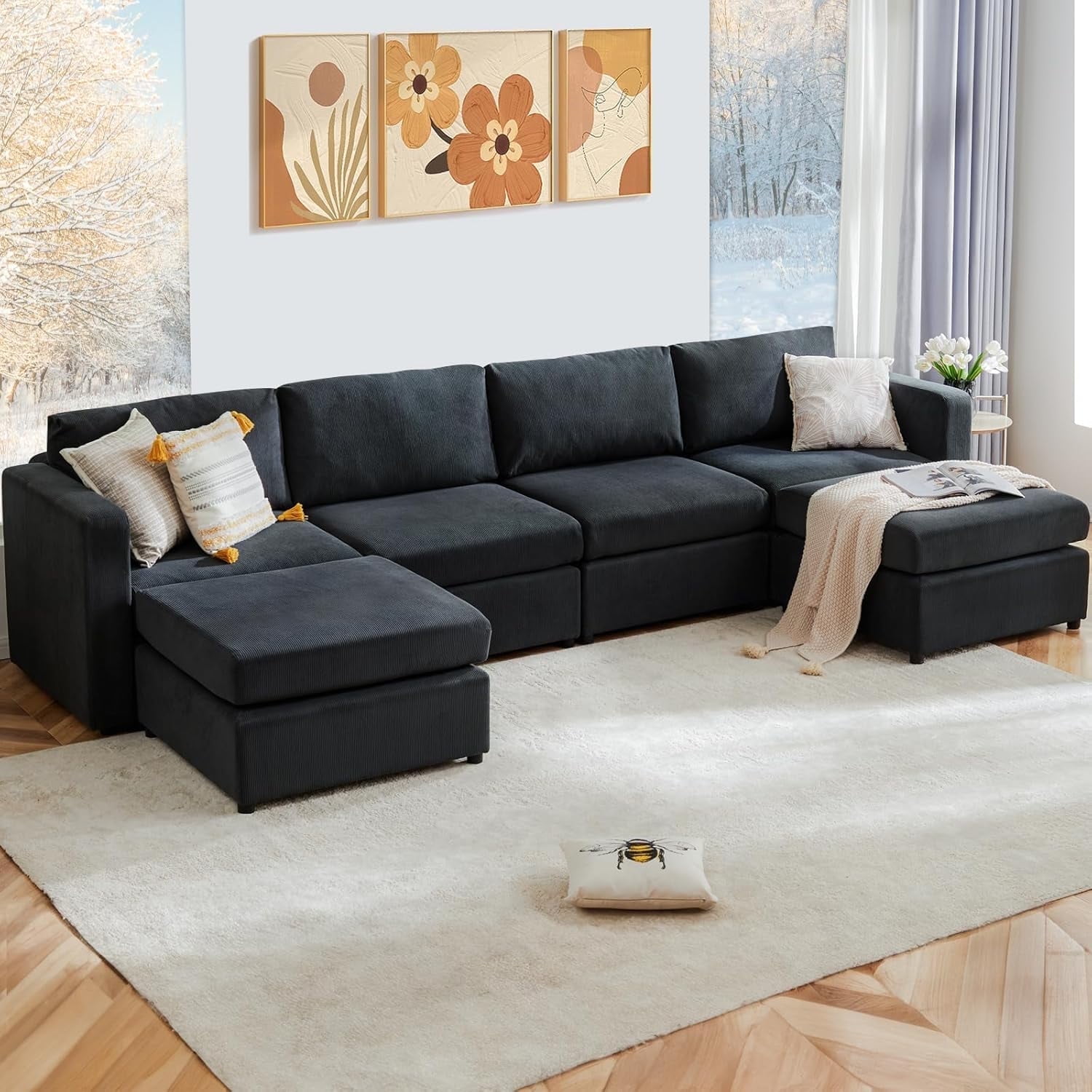 CONCETTA U-Shaped Convertible Sectional Couches 6 Seat 6 Back, Modern