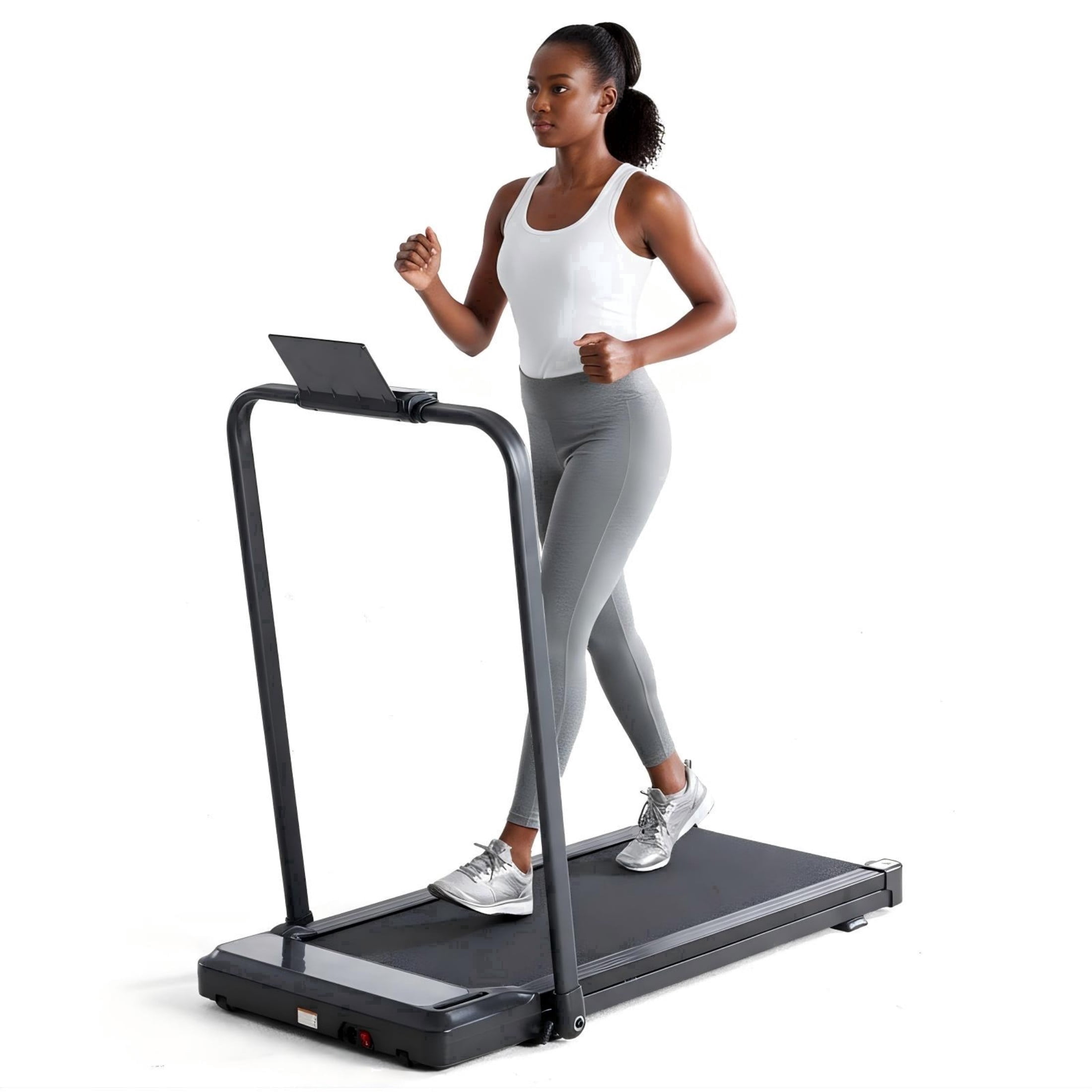 SHOUFTW Under Desk Treadmill with Handle, Portable Quiet Walking Pad with LED Display & Remote, Space-Saving for Home/Office (Black)