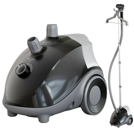 CONCETTA Vertical Steam Iron with Roller, 1.7 Liter Tank, 1 Hour of Continuous Steam, Adjustable Storage Lever, 4-Speed Control, Black