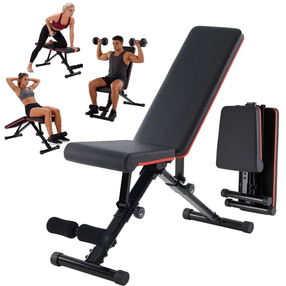 SHOUFTW Adjustable Weight Bench for Home Gym, Foldable Incline Decline Flat Workout Bench for Full Body Exercise, Bench Press and Sit Up Training Equipment, 795 lbs Capacity