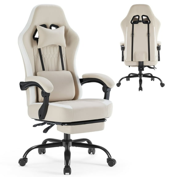 CONCETTA Gaming Chair with High Backrest, Ergonomic Adjustable Rotating Office Chair, Khaki
