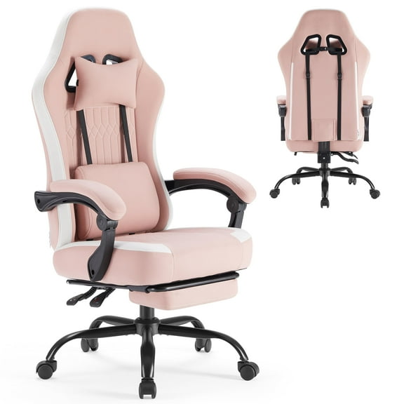 CONCETTA Gaming Chair with High Backrest, Ergonomic Adjustable Rotating Office Chair, Pink