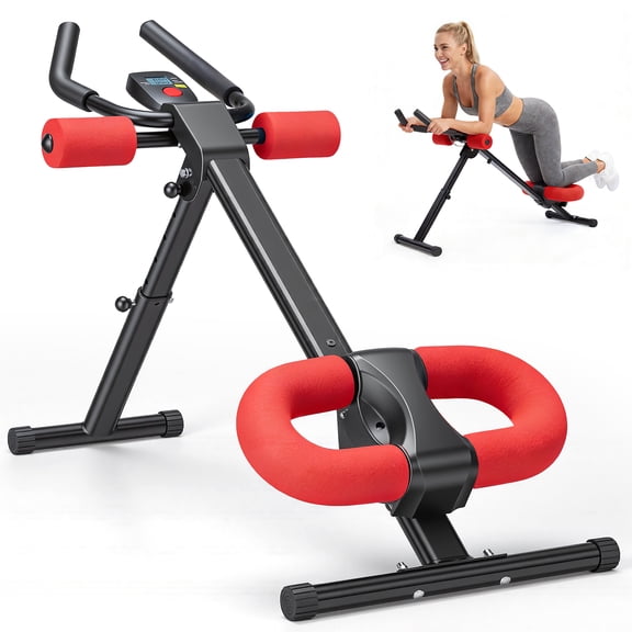 CONCETTTA Ab Machine, Ab Workout Equipment, Adjustable Ab Trainer Machine for Abs Workout at Home Gym, Foldable,Red