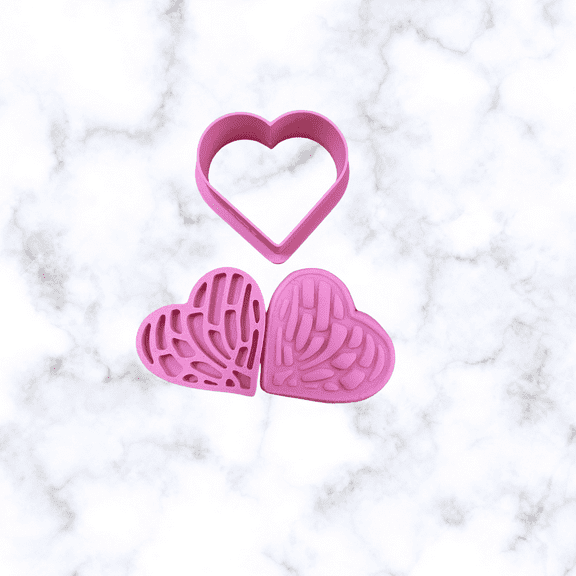 CONCHA Heart Fondant or Cookie CUTTERS EMBOSSERS