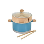 CONCORD 10" Stainless Steel Steamer Pot with Natural Bamboo Steamer 24 CM Steaming Cookware Lagoon/Bamboo