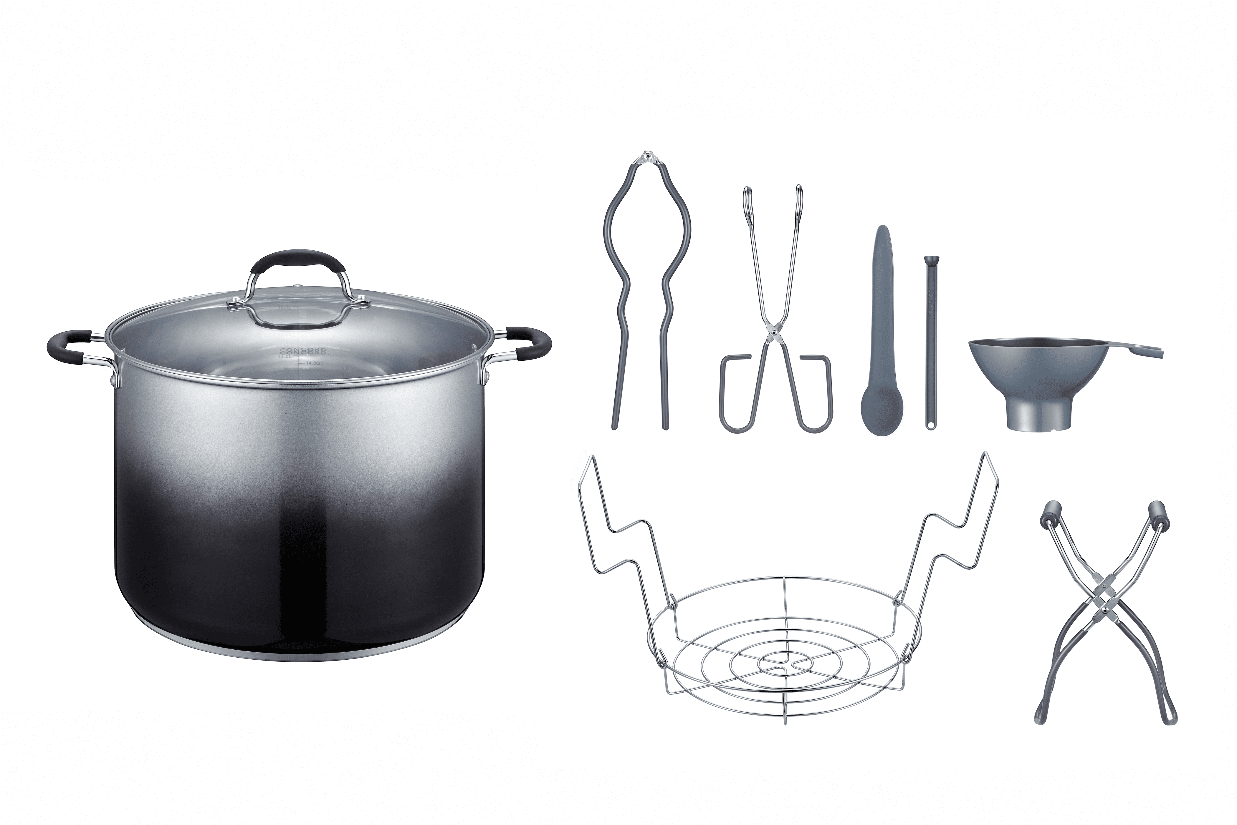 CONCORD 20 Quart Stainless Steel Canning Pot Set. Includes Canning Rack, Tongs, Jar Lifter