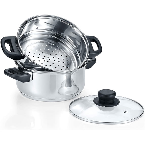 CONCORD 3 Quart Stainless Steel 3 Piece Steamer Cookware Set (INDUCTION COMPATIBLE)
