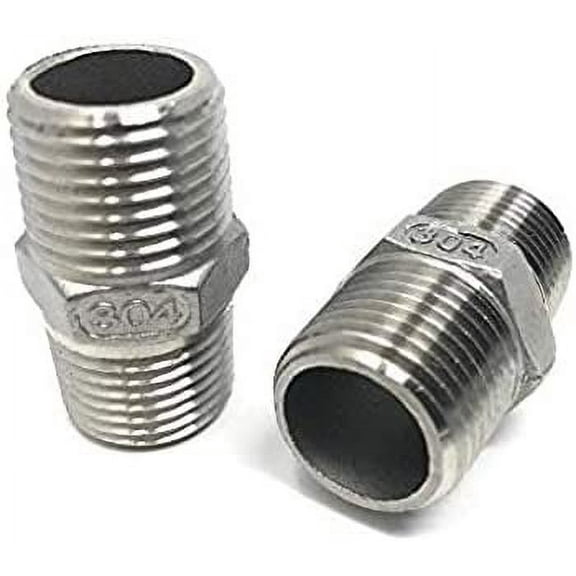CONCORD 304 Stainless Steel 1/2" NPT to 1/2" NPT Hex Nipple Home Brew. 2 Pack