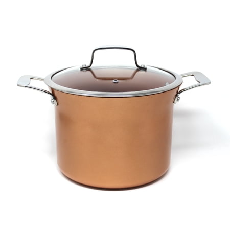 CONCORD 7 QT Copper Non Stick Stock Pot Casserole Coppe-Ramic Series Cookware (Induction Compatible)