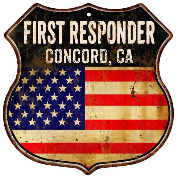 CONCORD, CA First Responder USA 12x12 Metal Sign Fire Police 211110022203