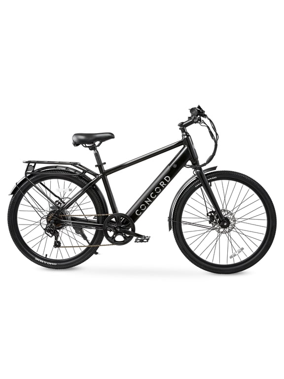 Concord Commutr 26" Class 2 Electric Bike, 350W Rear Hub Motor, Black, Fits Riders 5 ft 2 in-5 ft 10 in