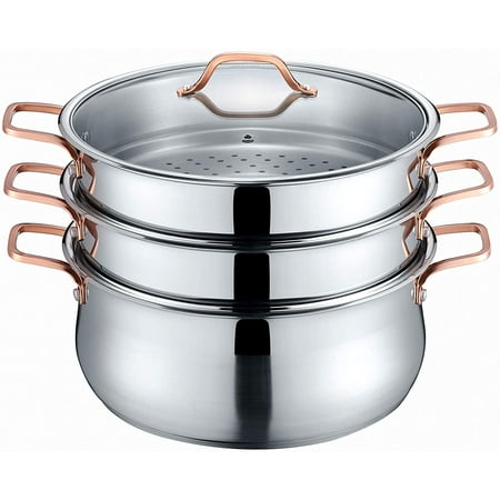 CONCORD Premium Stainless Steel 3 Tier Steamer w/Rose Gold Handles 30cm