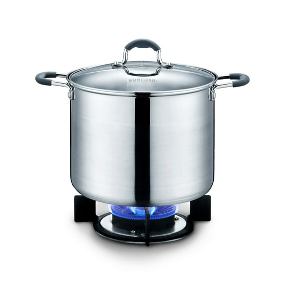 CONCORD Stainless Steel Stock Pot with Glass Lid (Induction Compatible) (10 QT)