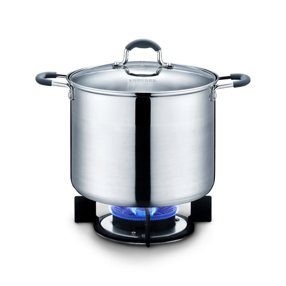 CONCORD Stainless Steel Stock Pot with Glass Lid (Induction Compatible) (10 QT)