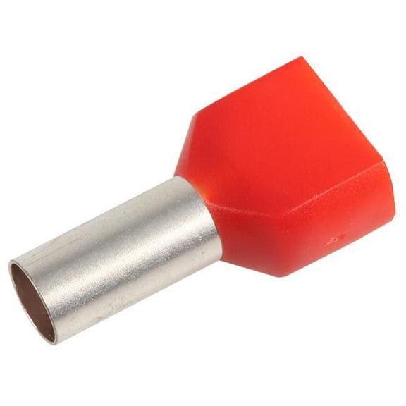 CONCORDIA TECHNOLOGIES - Dual Entry Cord End Terminals, 10mm, Red (Pack of 25)