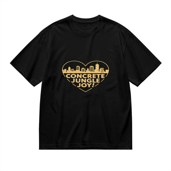 CONCRETE JUNGLE JOY,City Skyline Heart Print, Vintage T Shirt, Cotton T-Shirt for Men, 23666330,3XL