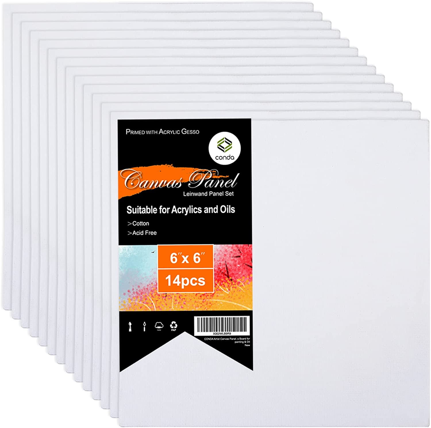 Arteza Stretched Canvas Value Pack, 30 x 40, Blank Canvas Boards