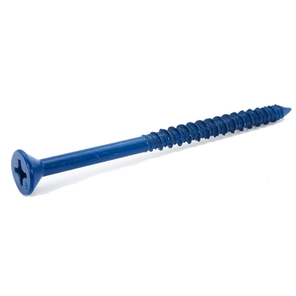 CONFAST 1/4" x 3-3/4" Blue Flat Phillips Concrete Screw Anchor with Drill Bit for Anchoring to Masonry, Block or Brick (100 per Box)