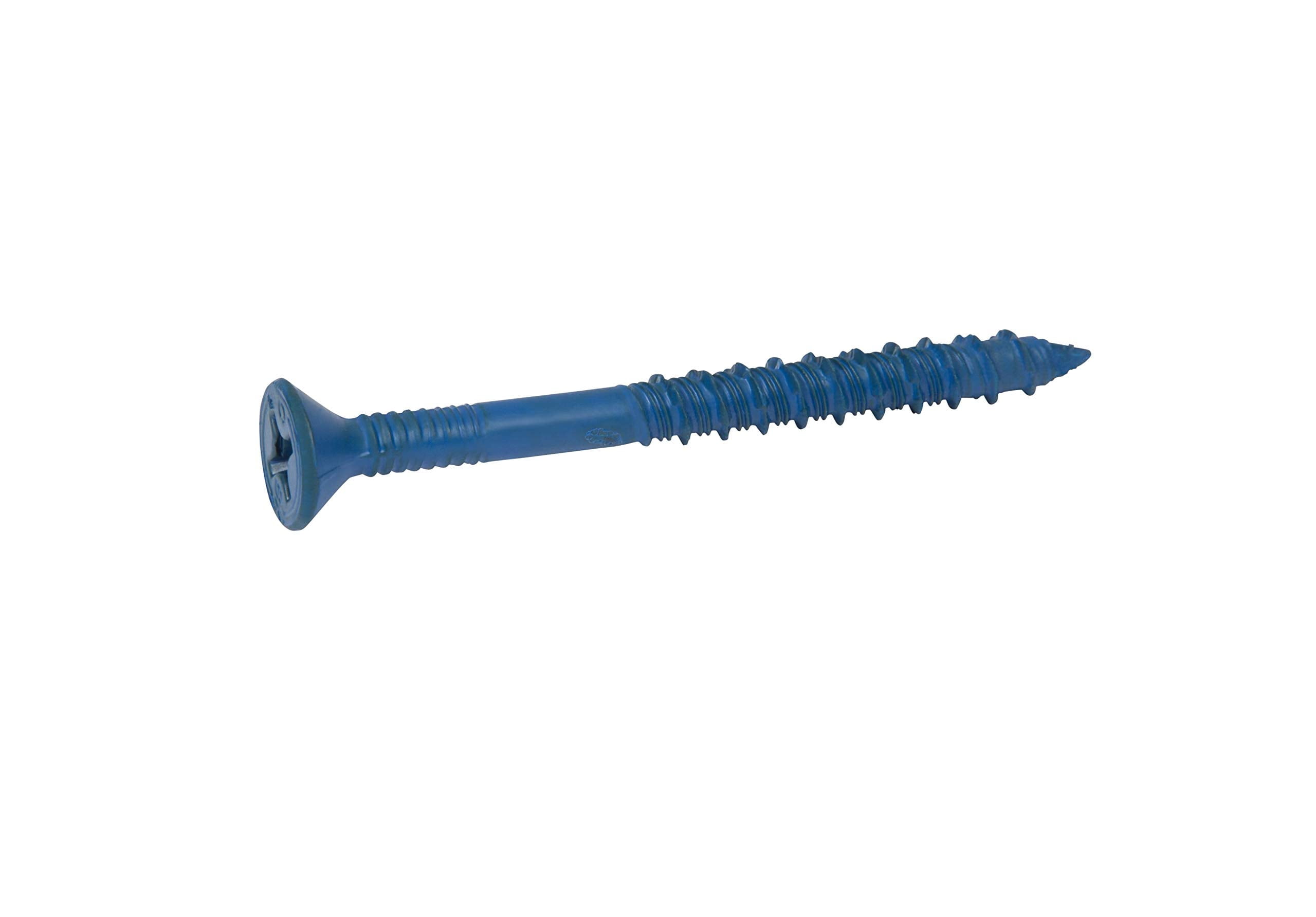CONFAST 3/16" x 4" Blue Flat Phillips Concrete Screw Anchor with Drill Bit for Anchoring to Masonry, Block or Brick (100 per Box)