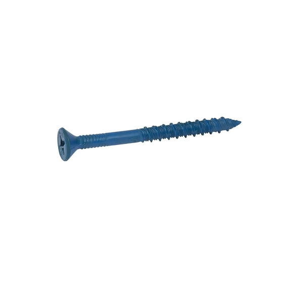 CONFAST 3/16" x 4" Blue Flat Phillips Concrete Screw Anchor with Drill Bit for Anchoring to Masonry, Block or Brick (100 per Box)