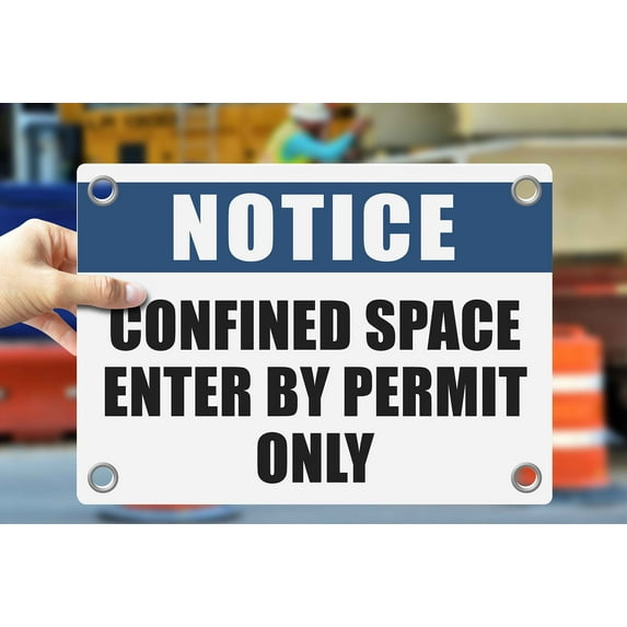 CONFINED SPACE ENTER BY PERMIT ONLY | Warning Notice Caution Danger 3mm PVC Sign