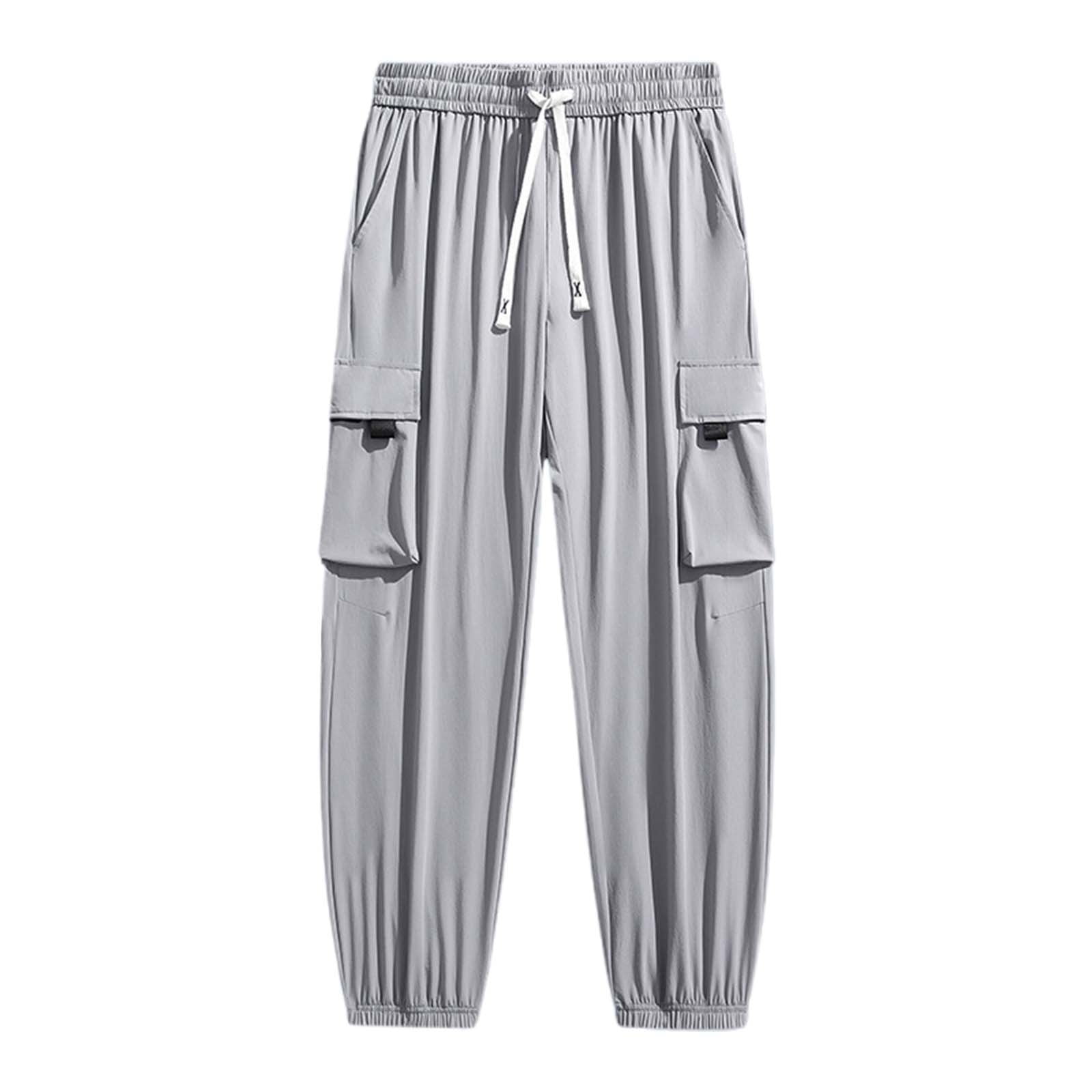 CONFREE Casual Pants for Men Wide Leg Cargo Pants for Men Elastic Waist ...