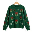 thumbnail image 1 of CONFREE Christmas Girls Long Sleeve Sweaters Crew Neck Xmas Tree Embroidery Warm Warm Fall Winter Knit Sweater for Kids, 1 of 6