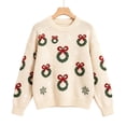 thumbnail image 1 of CONFREE Christmas Girls Long Sleeve Sweaters Crew Neck Xmas Tree Embroidery Warm Warm Fall Winter Knit Sweater for Kids, 1 of 6