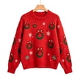 thumbnail image 1 of CONFREE Christmas Girls Long Sleeve Sweaters Crew Neck Xmas Tree Embroidery Warm Warm Fall Winter Knit Sweater for Kids, 1 of 5