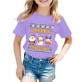 thumbnail image 1 of CONFREE Christmas Girls Short Sleeve Tshirts Crew Neck Santa Claus Graphic Casual Xmas T-Shirt for Kids, 1 of 3