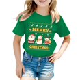 thumbnail image 1 of CONFREE Christmas Girls Short Sleeve Tshirts Crew Neck Santa Claus Graphic Casual Xmas T-Shirt for Kids, 1 of 3
