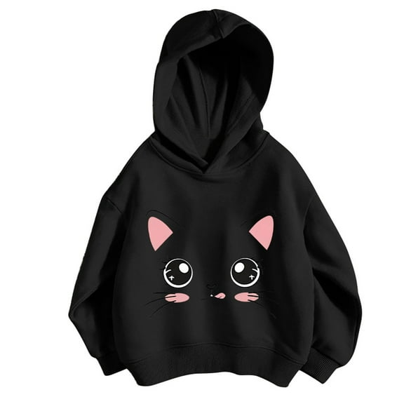 CONFREE Girls Hoodies Long Sleeve Hooded Sweatshirt for Girls Trendy Cute Cat Prints Fashion Preppy Pullover Tops