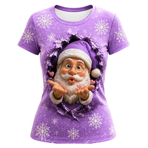 CONFREE Girls Ugly Christmas Tshirts Crew Neck Graphic Casual Xmas T-Shirt for Kids