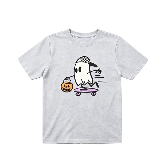 CONFREE Halloween Boys Short Sleeve Tshirts Crew Neck Cute Ghost Graphic Soft Hallowmas T-Shirts for Kids