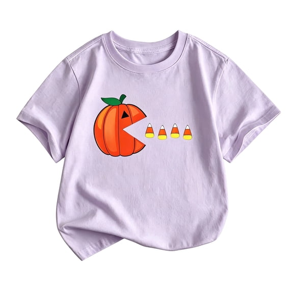 CONFREE Halloween Boys Short Sleeve Tshirts Crew Neck Cute Pumpkin Graphic Soft Hallowmas T-Shirts for Kids