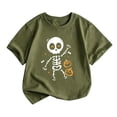 thumbnail image 1 of CONFREE Halloween Boys Short Sleeve Tshirts Crew Neck Cute Skeleton Graphic Soft Hallowmas T-Shirts for Kids, 1 of 6