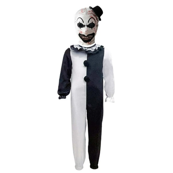 CONFREE Halloween Dress Up Clothes For Boy Long Sleeve Funny Clown Shaped Romper With Head Cover Hallowmas Performance Clothes Set Halloween Outfit For Boys
